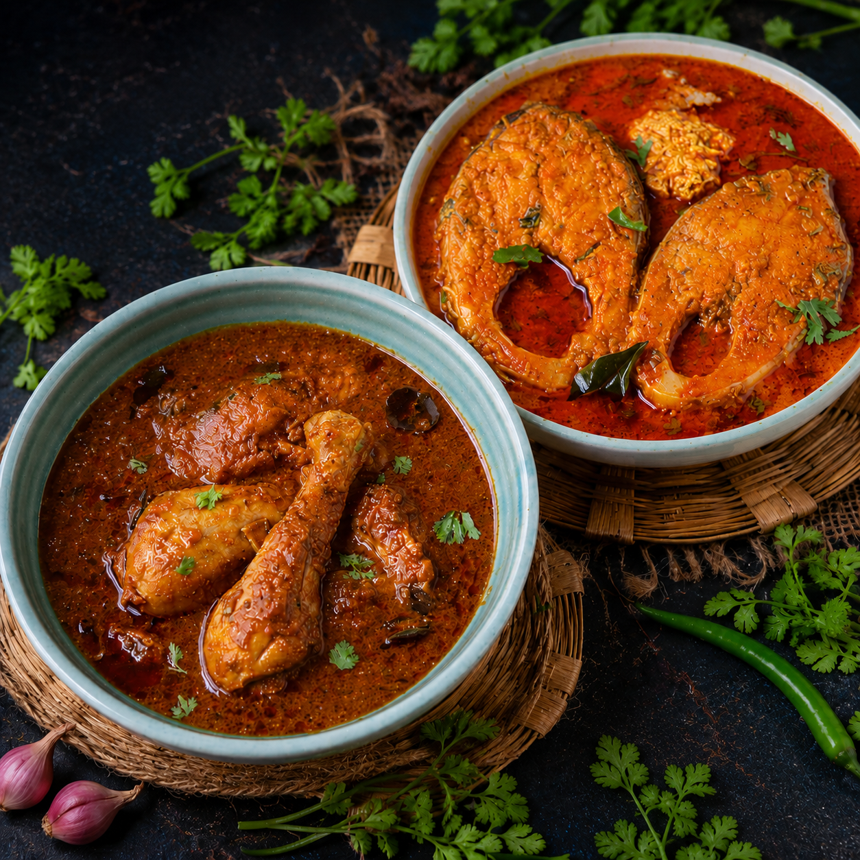 Chicken Fish Set Menu — Bangladeshi rice meal at Litchibari Restaurant